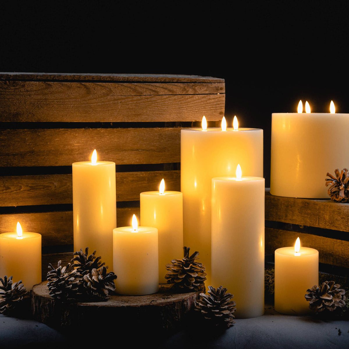Luxe Collection Natural Glow 3 x 4 LED Cream Wax Candle