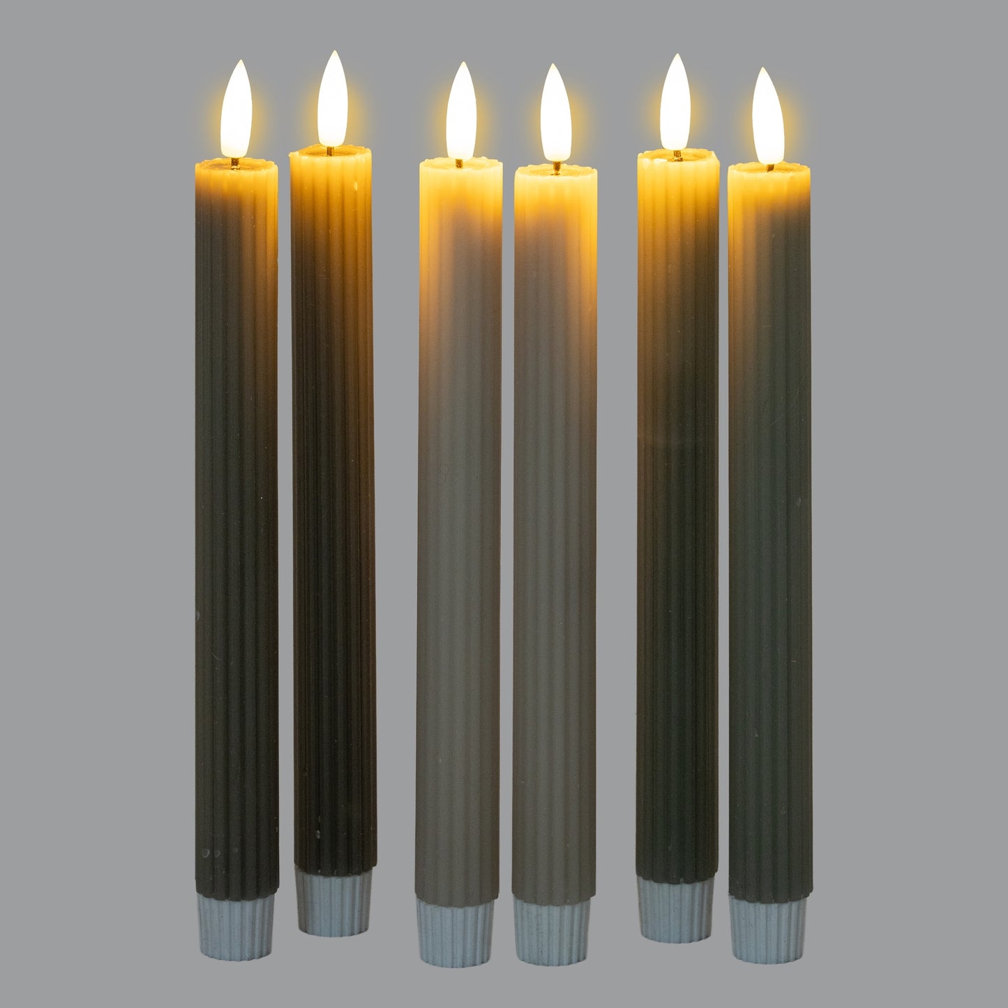 Luxe Collection Natural Glow Grey Ribbed Taper Candles