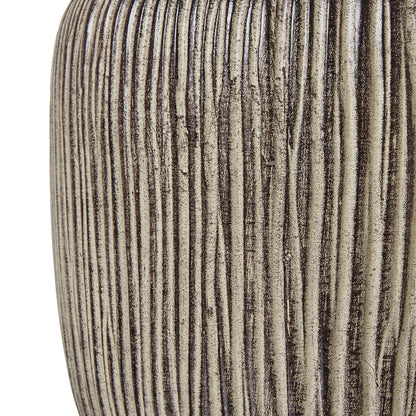 Ochre Carved Textured Table Lamp With Linen Shade
