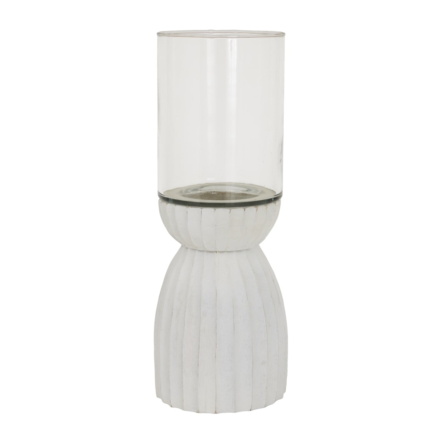 Large White Carved Hurricane Lantern