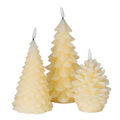 Luxe Collection Natural Glow Cream Pinecone LED Wax Candle