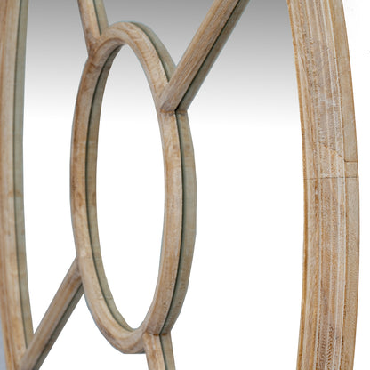 Washed Wood Round Window Mirror