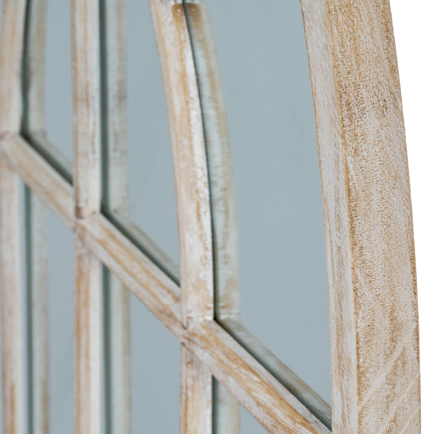 Washed Wood Arched Window Mirror