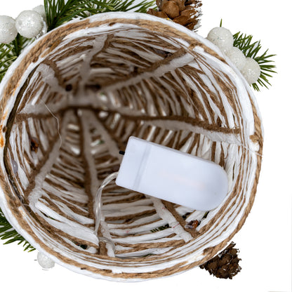 Small LED White Rattan Cone Tree With Winter Branches