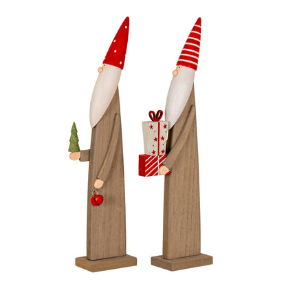 Wooden Festive Elf with Tree and Bell